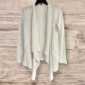 Jolt Cream Open Front Cardigan Lacey lightweight off white sweater size medium